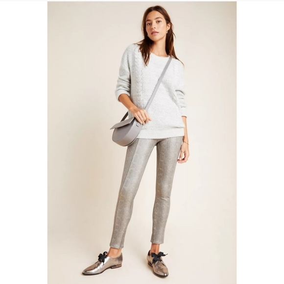 Anthropologie metallic green snake print women's pants size 26 - Picture 1 of 11